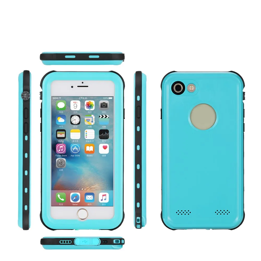 Custom design 360 hard pc diving waterproof mobilephone case back cove for iphone 7 plus