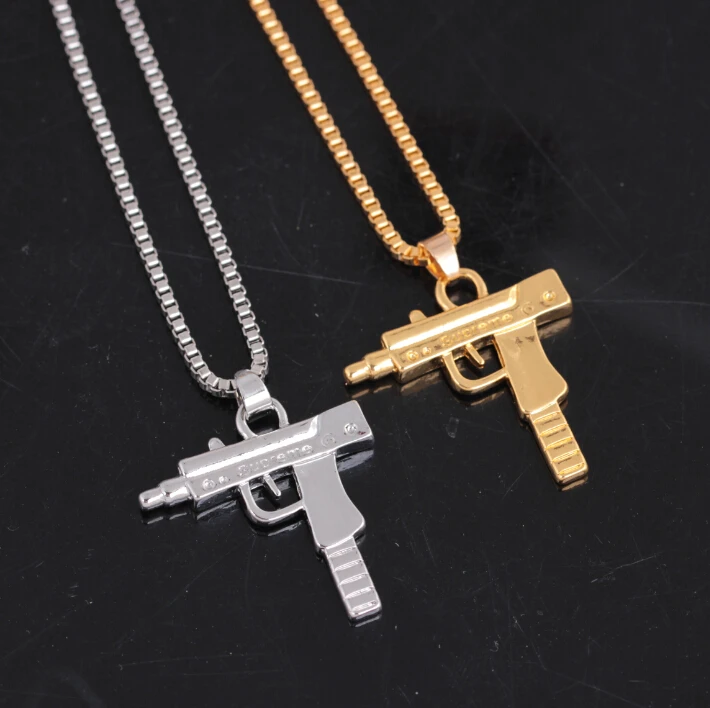 Street market  Uzi  gun pendant  Necklace  Pistol Gun gold plated necklace  jewelry for men