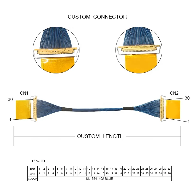 Sino-Media I-PEX 20455 20454 20453 20 30 pin micro coaxial lvds cable 20 pin