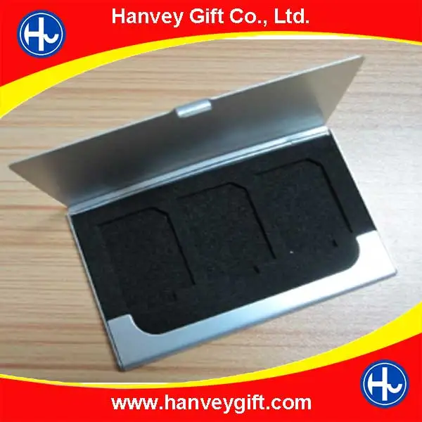 Factory price wholesale business custom metal aluminum micro nano sim SD card holder/cardscase