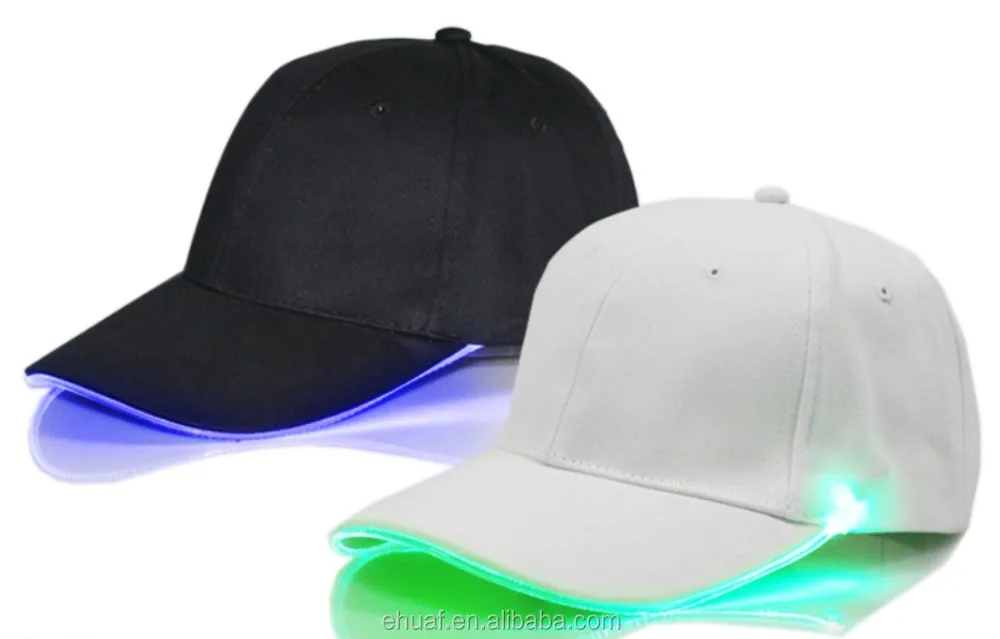 Hot sale cotton plain led cap shinning glow in dark flashlight camping outdoor cap