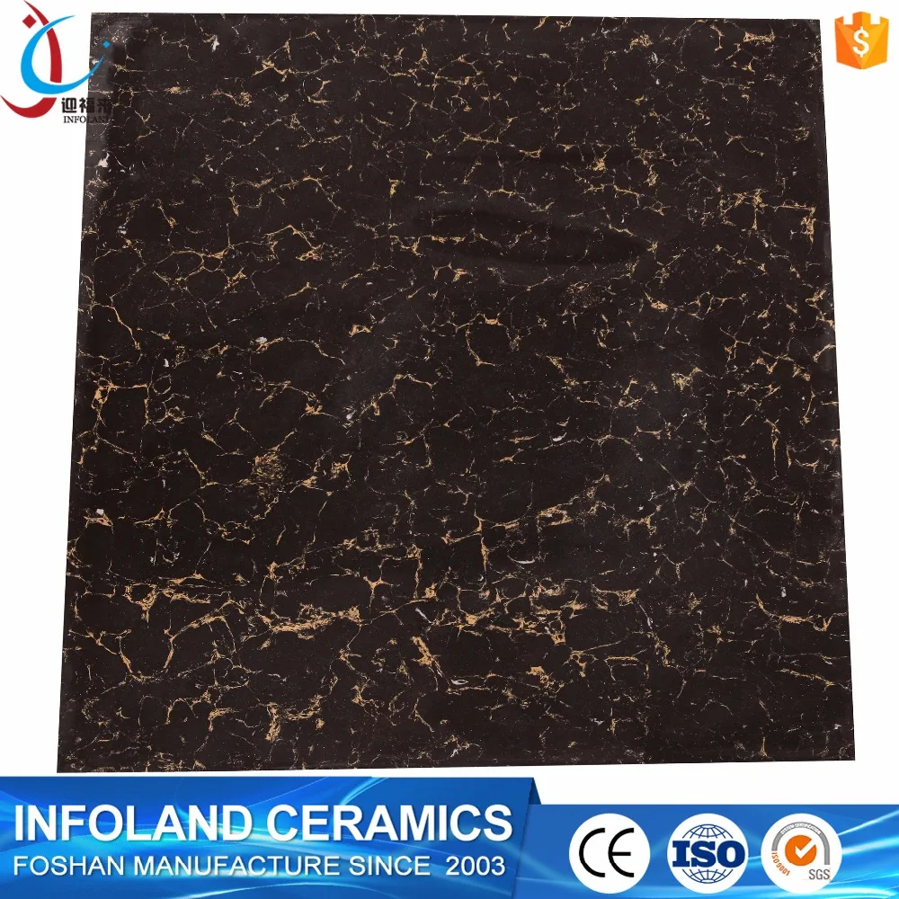 Puletty Series 60X60 Industrial Sublimation Gloss Black Ceramic Tile