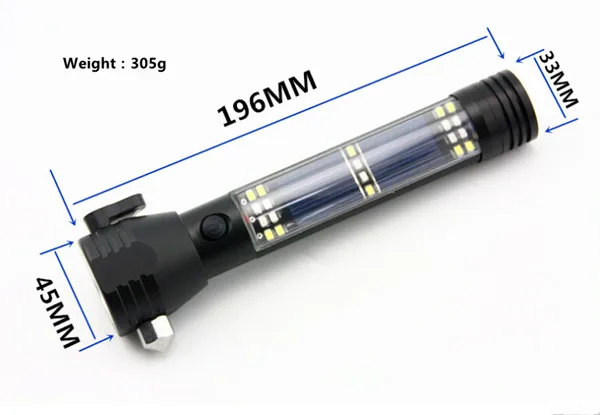 Универсальный перезаряжаемый светодиодный фонарик на солнечной батарее с 7 режимами Автомобильный аварийный выключателем для окна резаком ремня безопасности компасом