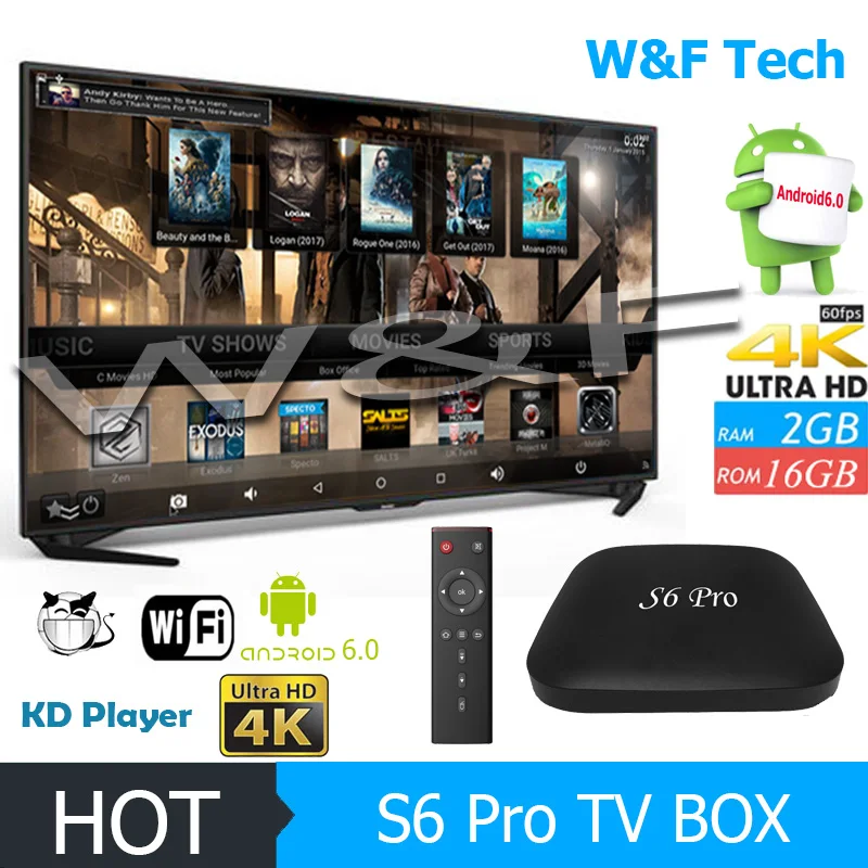 Oem отт магия 4 К 3d bluetooth s6 про коди quad core full hd 2017 смарт rockchip rk3229 tv box android 6.0 2 ГБ 16 ГБ