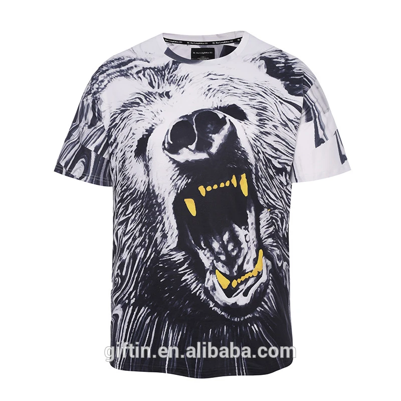 wholesale custom all over print t-shirt animal digital printing t shirts