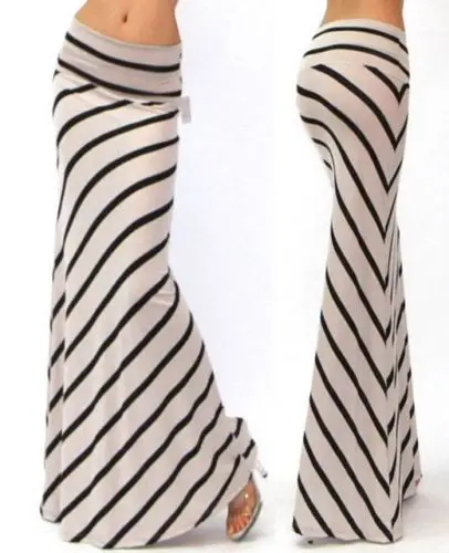 Fashion OEM Women Sexy A-Line MULTI STRIPED FOLDOVER JERSEY KNIT RAYON LONG MAXI SKIRT Tight Fitted Bodycon Dress