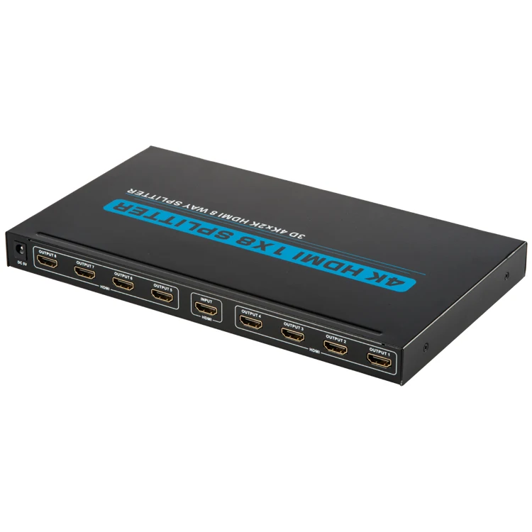 Factory price high speed 4K 3D 1(in)X8(out) 5V 1A for  LPCM 7.1CH  DTS-HD Master Audio HDMI Splitter