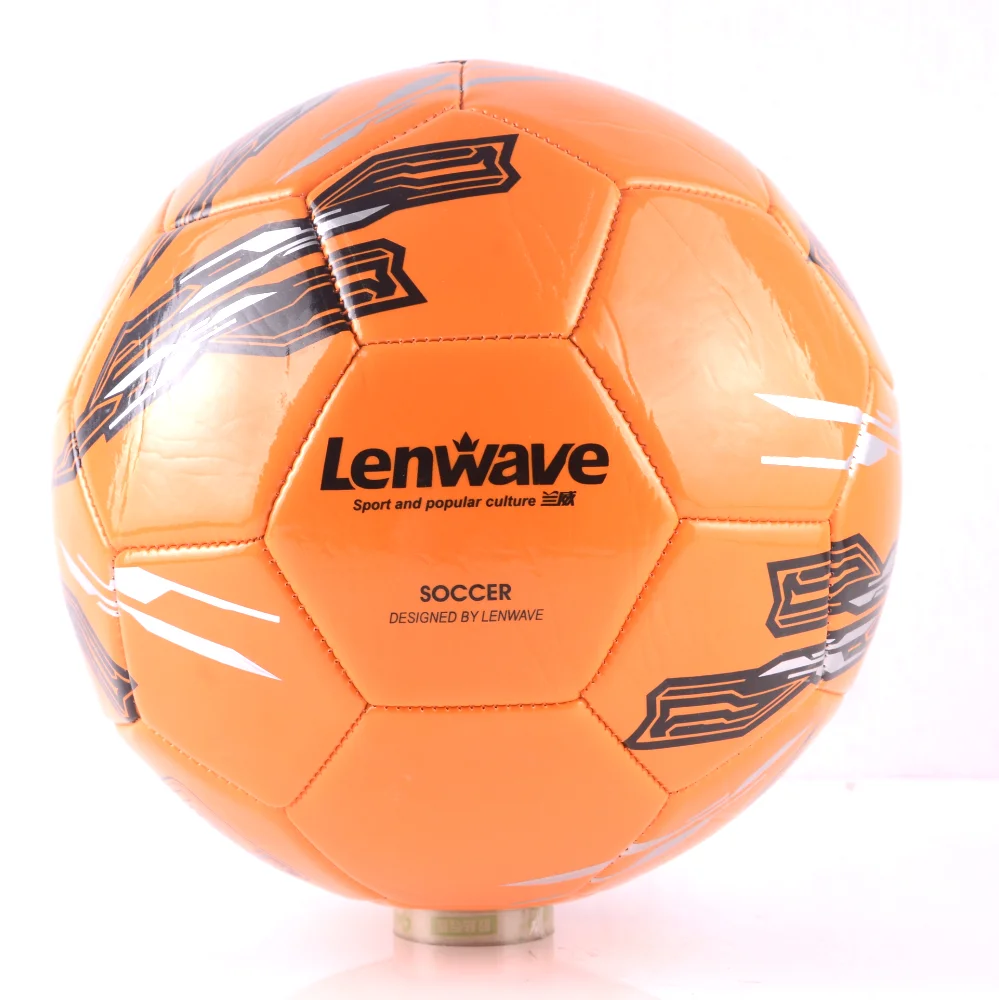 Lenwave branded custom print cheap football in bulk pvc soccer ball