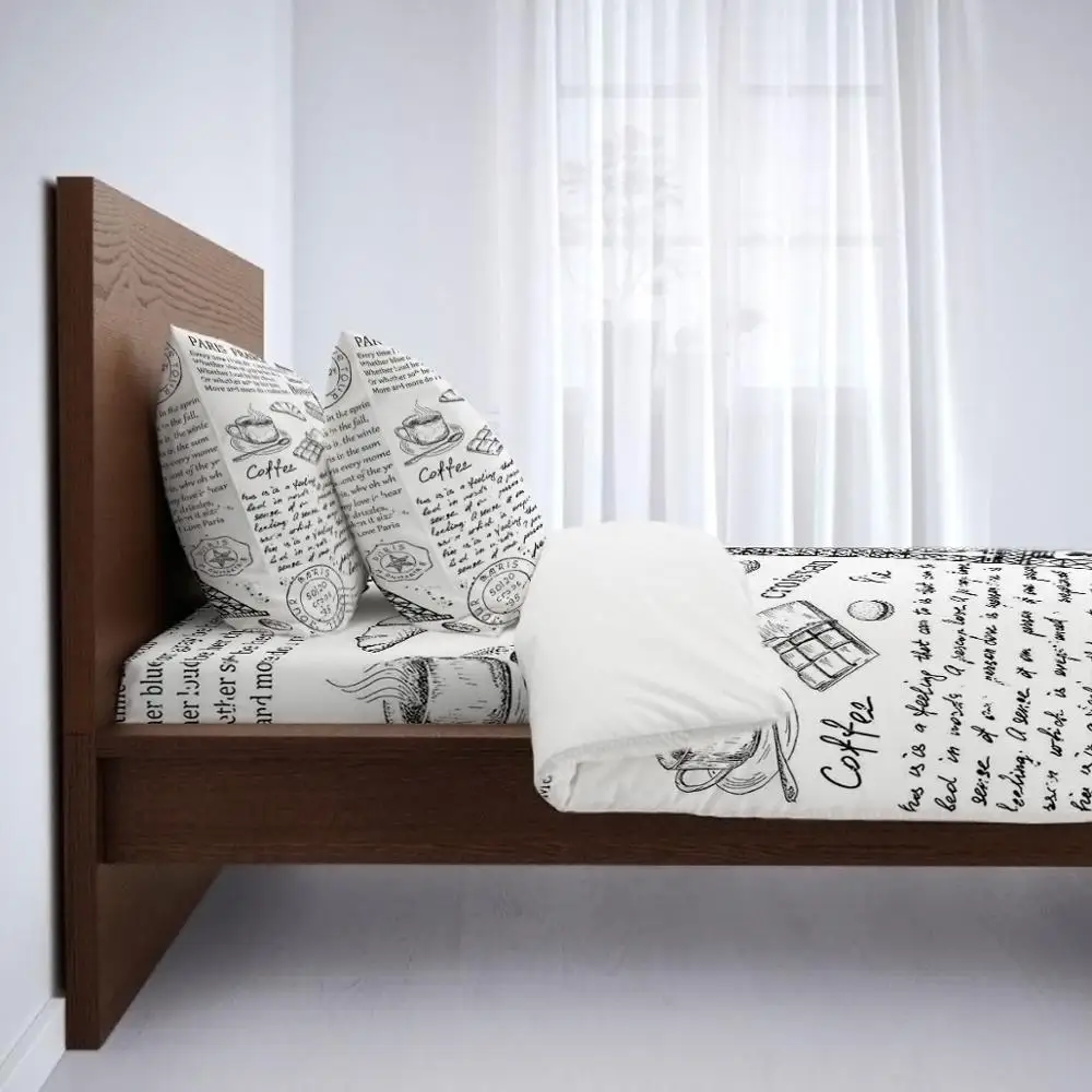 Eiffel Tower Pattern Wholesale Satin Bedding Set Bed Linen Sheets