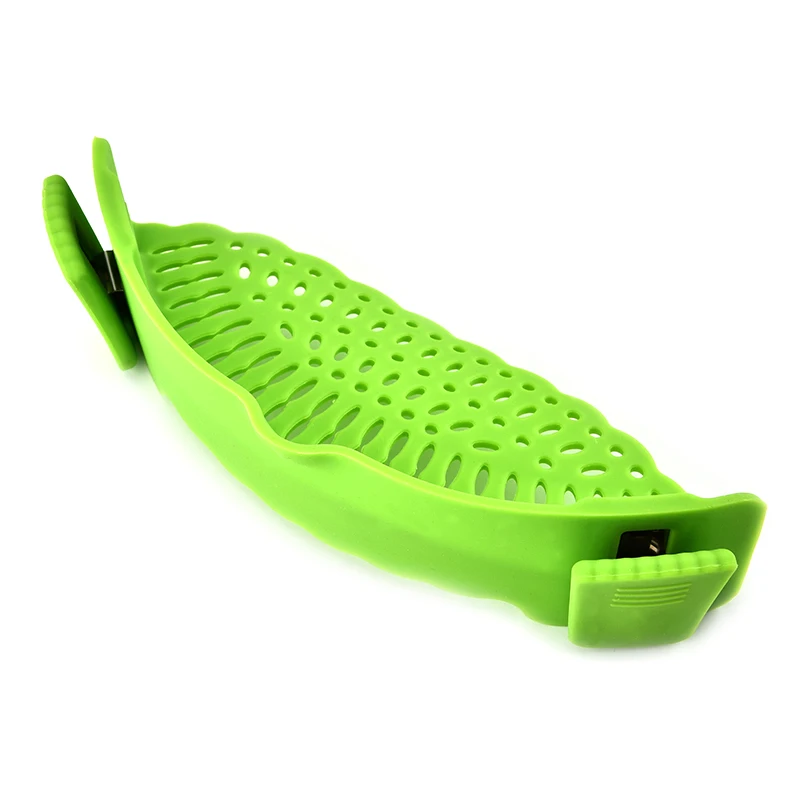wholesale green Eco-Friendly  grade Fruit vegetable filter kitchen tools silicone strainer