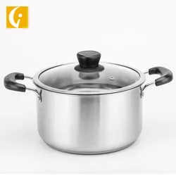 304 double bottom double handle European stainless steel soup pot wholesale cooking pot induction cooker general purpose