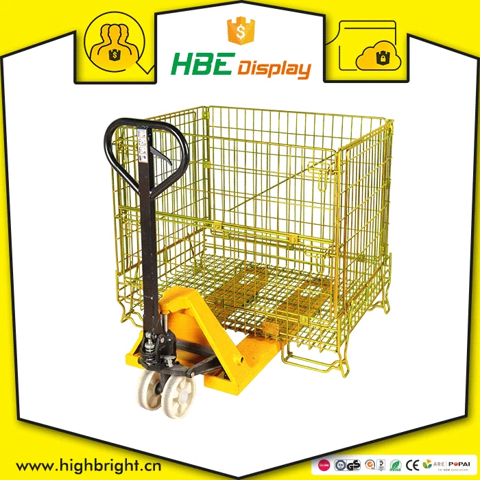 Сверхмощный складной запираемый стальной проволочной сетки контейнера для хранения металла поддон клетки для продажи