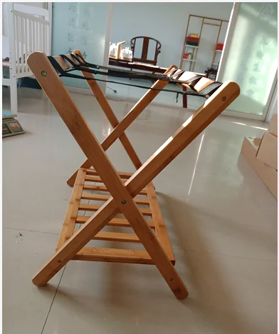 
Bamboo Luggage Rak Durable Suitcases Racks Foldable Baggage Holder 