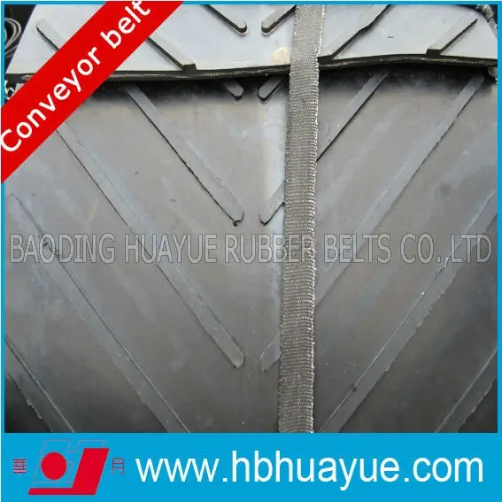 Ribbed pattern chevron endless V conveyor rubber belt