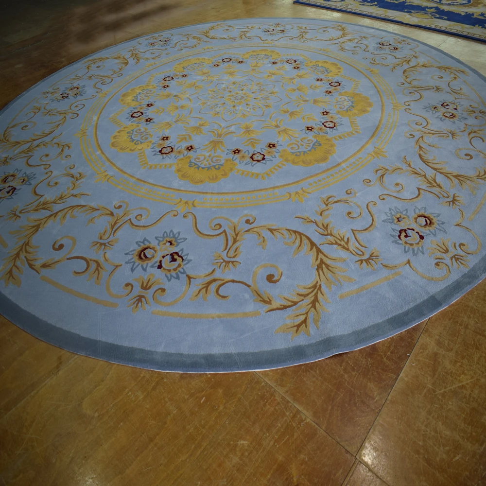 Sky Blue Persian Round Rugs Living Room Carpet Rug
