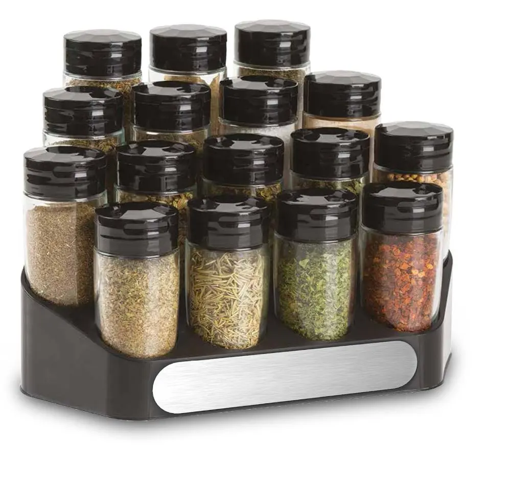 compact stand glass spice 16 jars glass spice rack set
