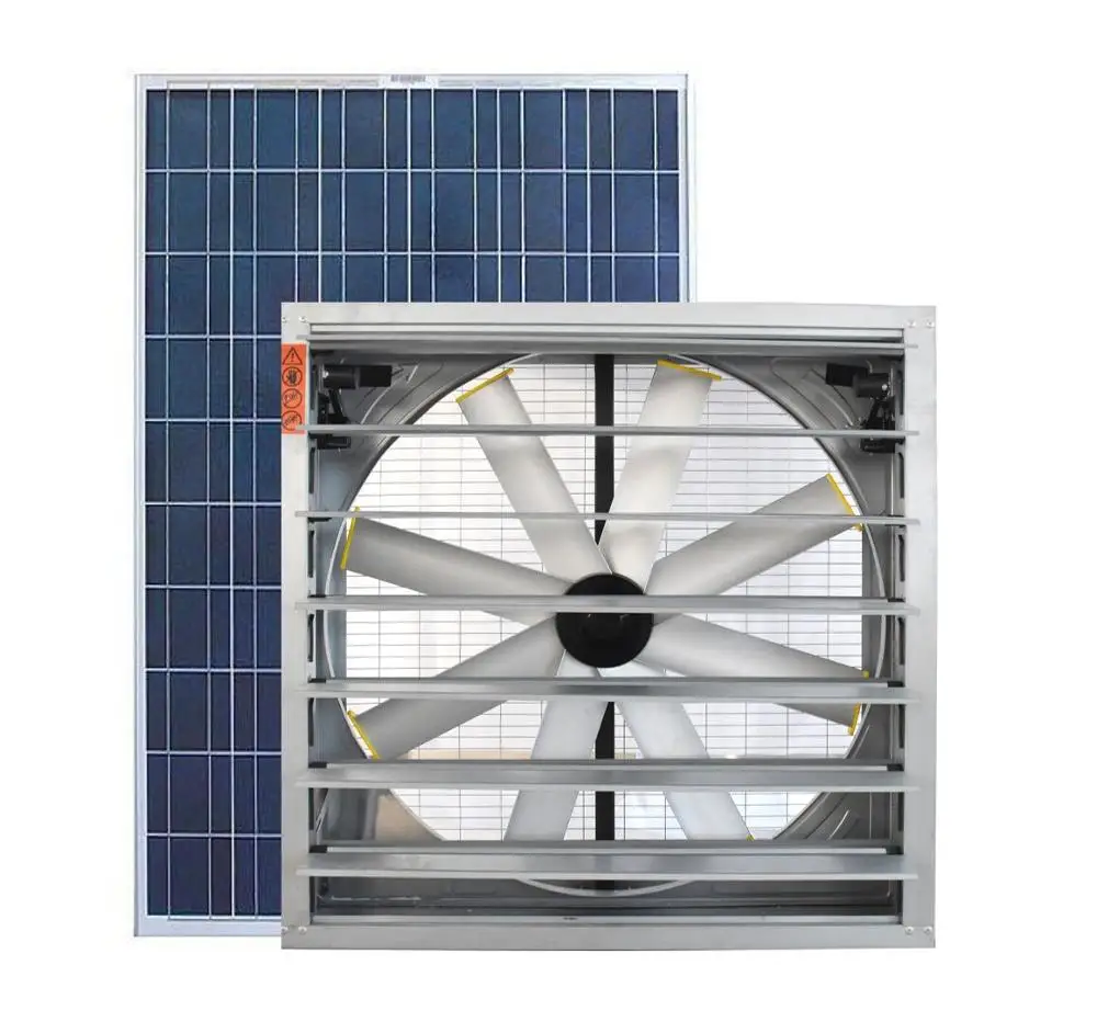 
 380W 48 inch agricultural fan with solar panel for greenhouse industrial waterproof aluminum exhaust fan  
