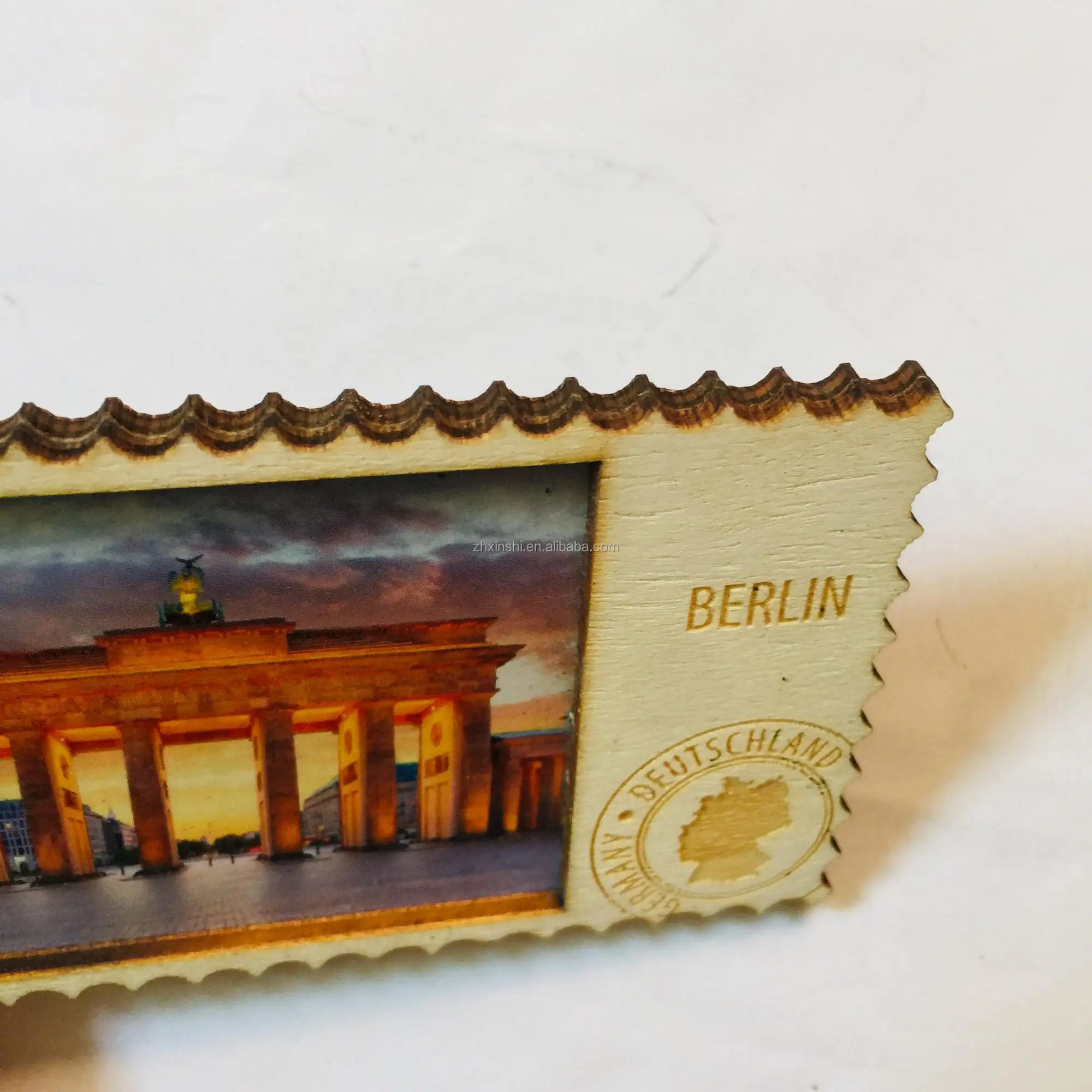Sublimation ceramic 3D Wooden Souvenir Custom made european souvenir cities fridge magnet