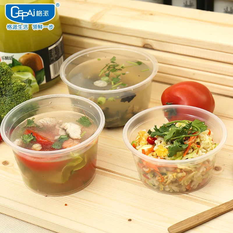 Wholesale 1000ml round disposable bowl plastic food container with lid