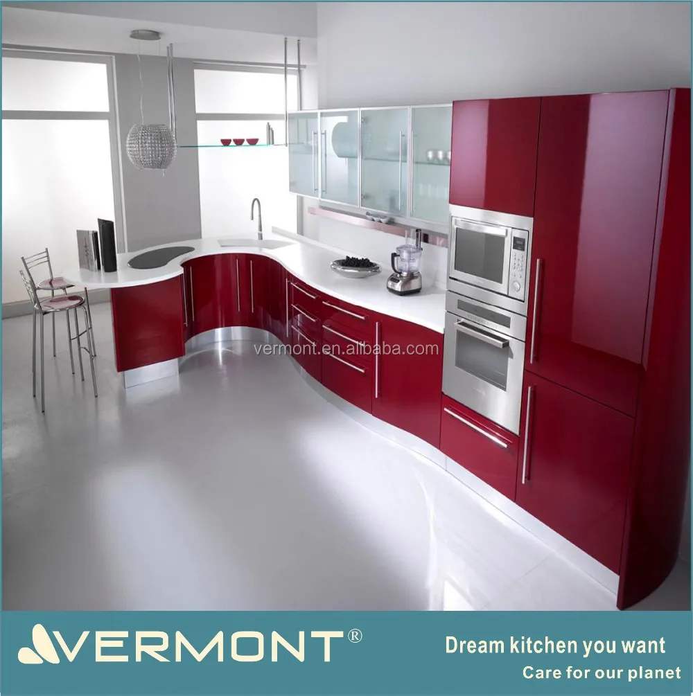 Europe Hot Sale Customized Red Lacquer Kitchen Unit