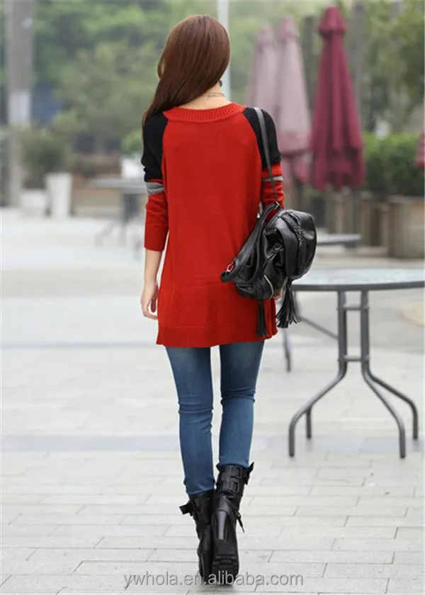 
Fashion Loose Casual Round Collar Pullover Long Sweater For Ladies 