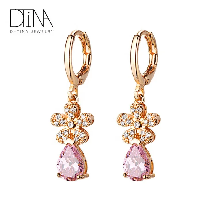 DTINA Fashion 14k Gold Filled Stone Drop Earrings for Ladies and Women
