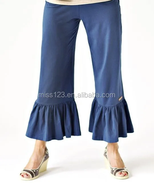 Hot selling High Quality Plus Size Women Ruffle Capri Pants
