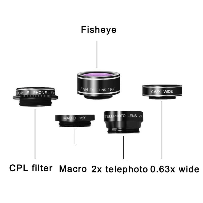 LIGINN 5 в 1 Широкоугольный объектив «рыбий глаз» для камеры iphone android