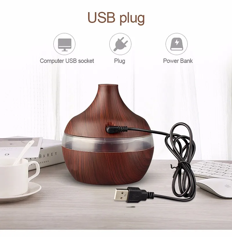 
Led Night Lamp 300ml Mini Humidifier Cool Misting Car Aroma Diffuser Aromatherapy Essential Oil Diffuser For Car 