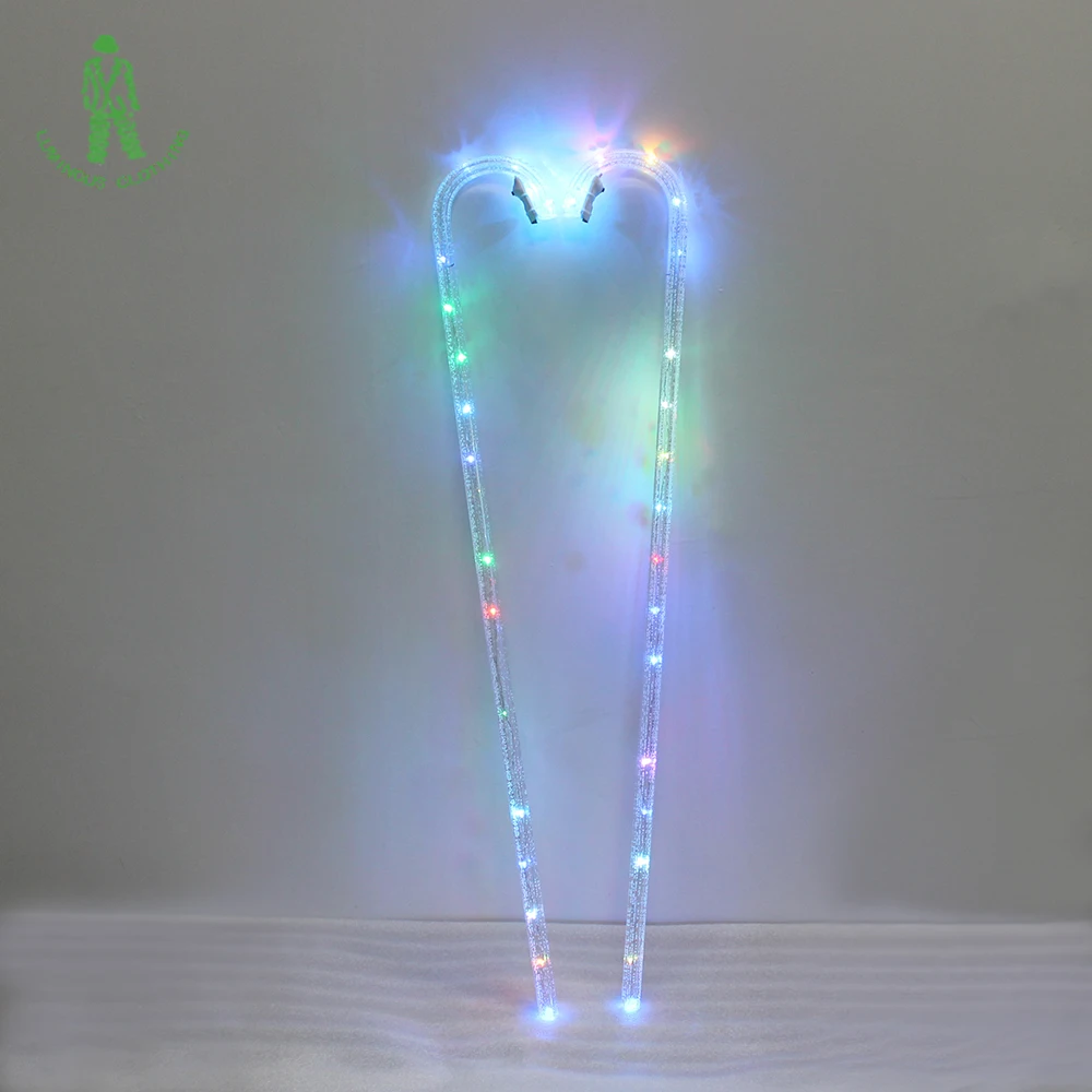 Performance Props Colorful Luminescent Stage Belly Dance Cane LED Crutch Jazz Cane Lighting Walking Stick With Lithium Battery