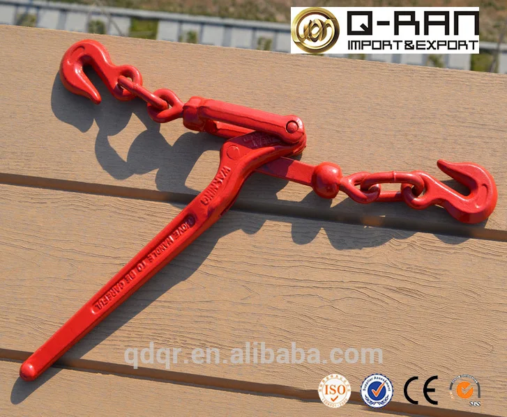 Red Painted Spring Ratchet Type Chain Load Binder with Hook