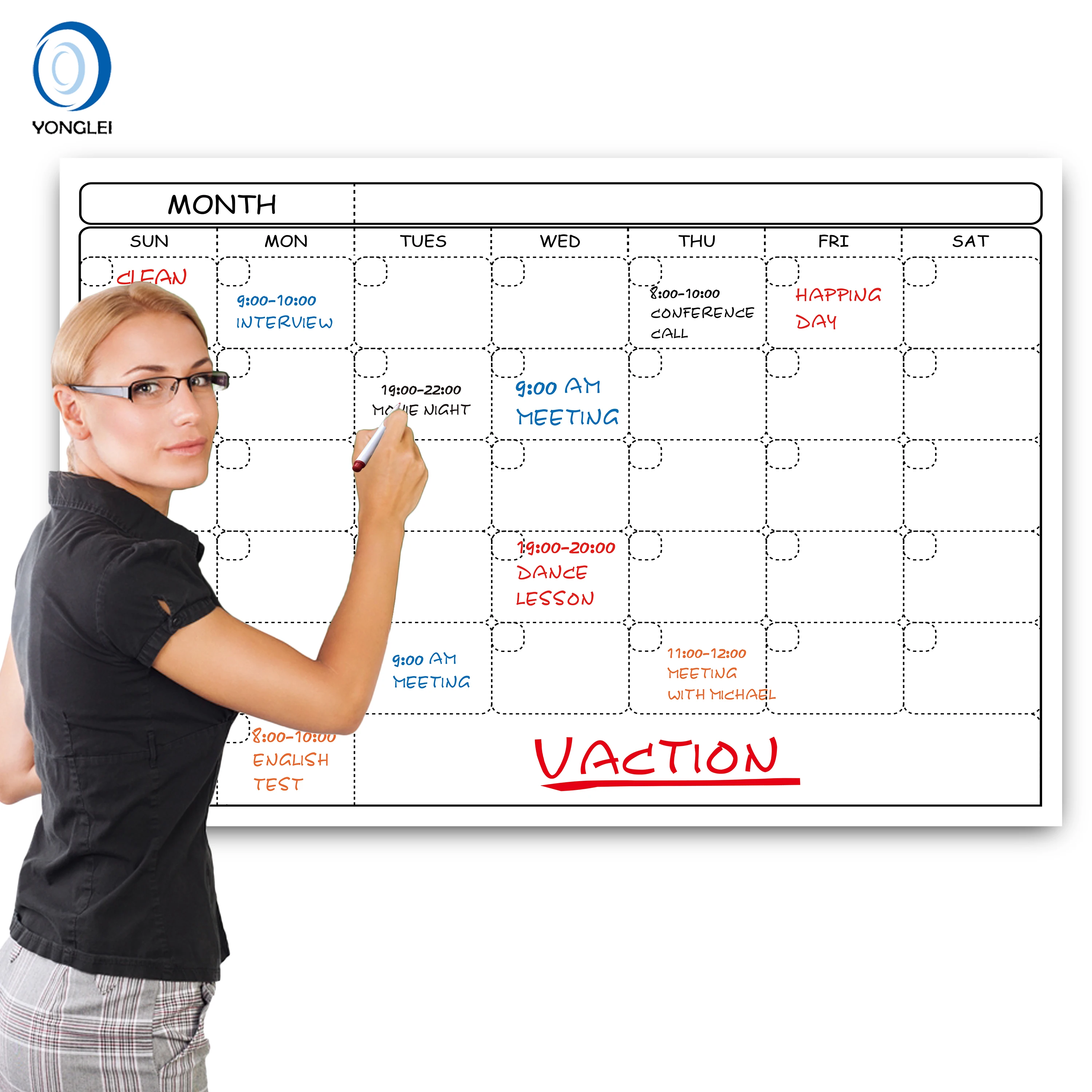 Premium Dry Erase White Board Calendar Whiteboard Planner Monthly Planner Board 36X48 Inch 010-01B1