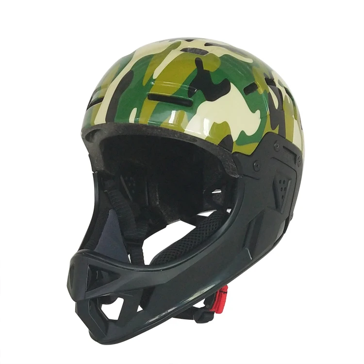 Full face BMX bike helmet with removable chin guard