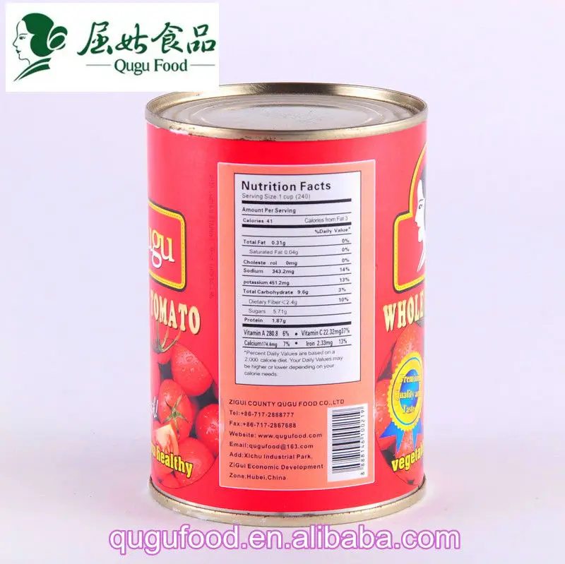 New Season 400g Canned Whole Peeled Tomato in Tomato Nature Sauce