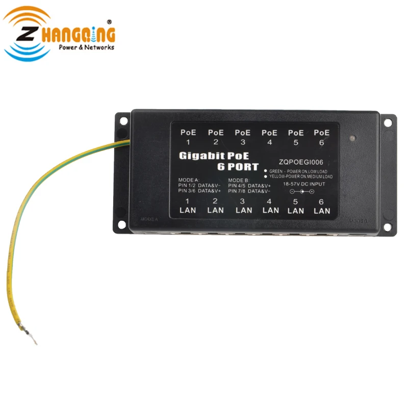 
ZQ 6 Port Gigabit PoE Injector Passive PoE Patch Panel For IP Camera, IP Phone, Access Point Installation 