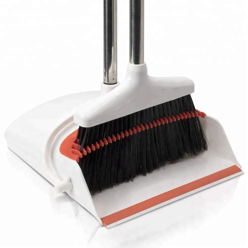 
Broom and Dustpan Set - Self-Cleaning Broom Bristles 