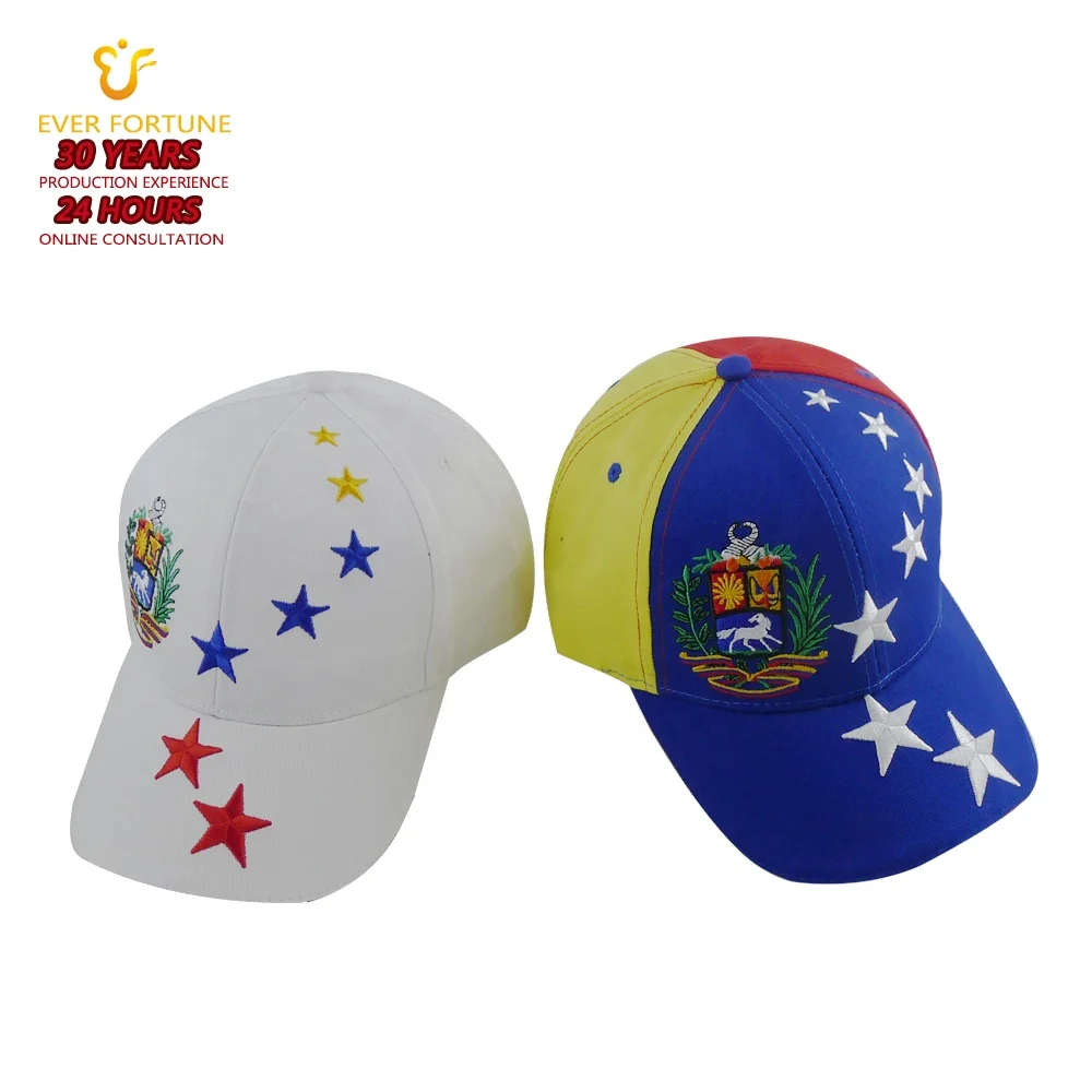 100% cotton custom logo embroidered white baseball cap Venezuela flag hat gorras de Venezuela wholesale