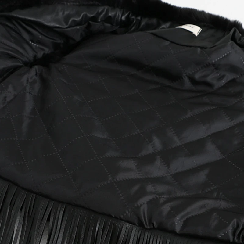 
Black fake rabbit fur vest for children cute fur gilet with tassel 