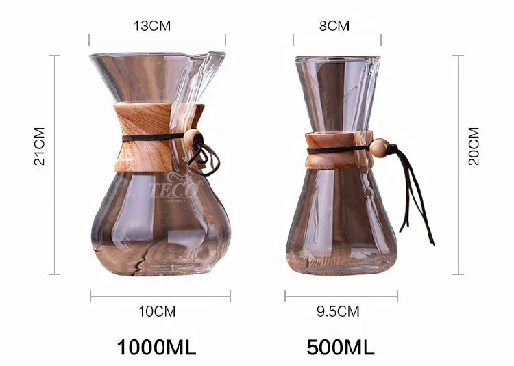 500ml Heat-Resistant Manual Drip Glass Coffee Maker With Stainless Steel Filter