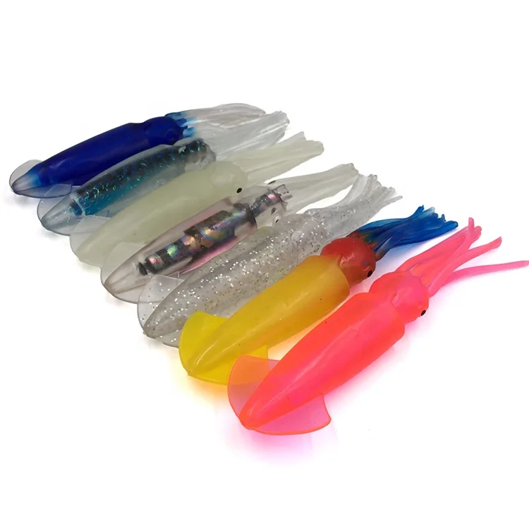 18cm Soft Plastic squid fishing lure PVC Squid Shape Saltwater Tuna Fishing Lure Squid Bait fishing tackle