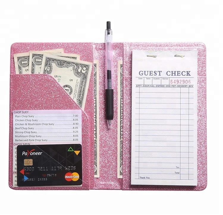 Товары для ресторанов и отелей, Серверная книга из искусственной кожи для официанток, милый розовый органайзер для официантов, подходит для серверов