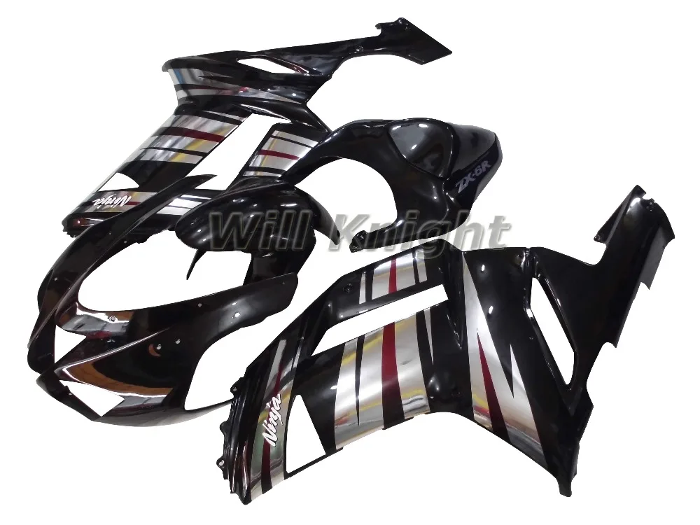 Fairing Kit For Kawasaki Ninja 636 ZX6R ZX-6R 07 08 ABS Plastic Motorcycle bodywork kit Black Silver