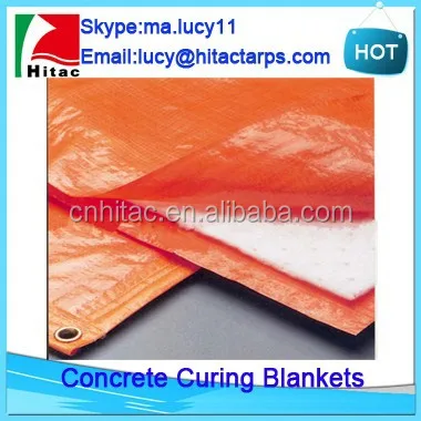Orange poly insulated tarpaulin/concrete curing blanket
