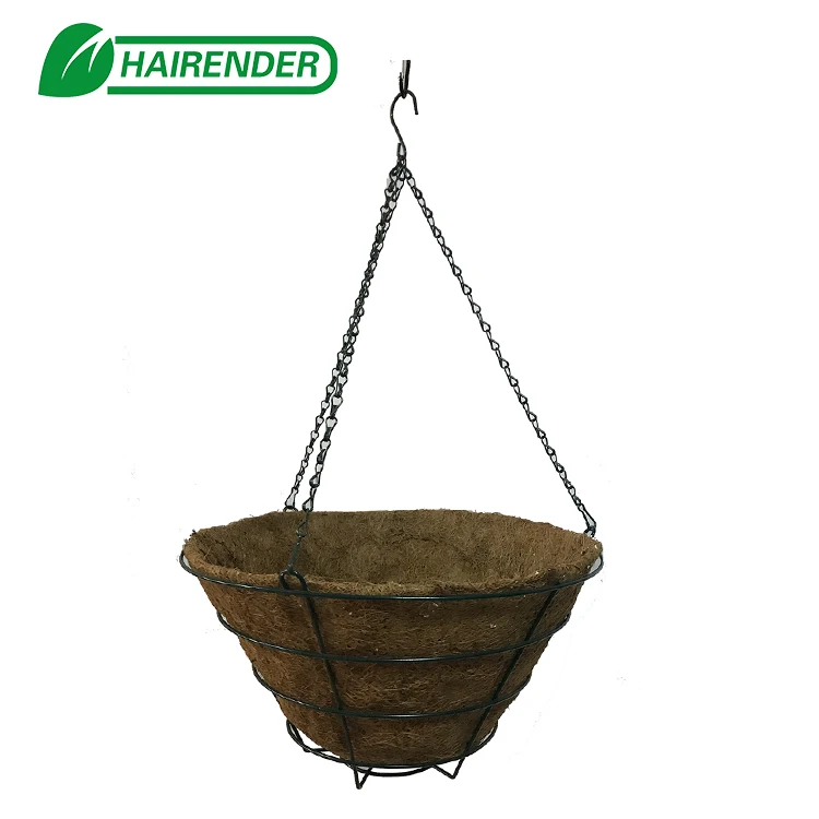 
12/14 inch hot selling hanging basket half round hanging basket flower hanging basket with coco and chain 