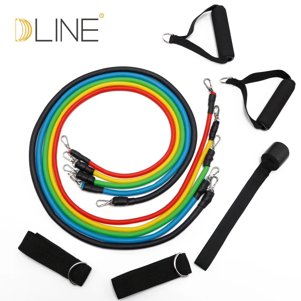 Dropship Hot Sale 11pcs Latex Resistance Band Tube Set with Latex Resistance Band