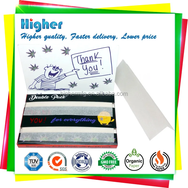 Custom rolling papers double window 100 leaves personalized Natural Organic gum unbleached hemp slow burning