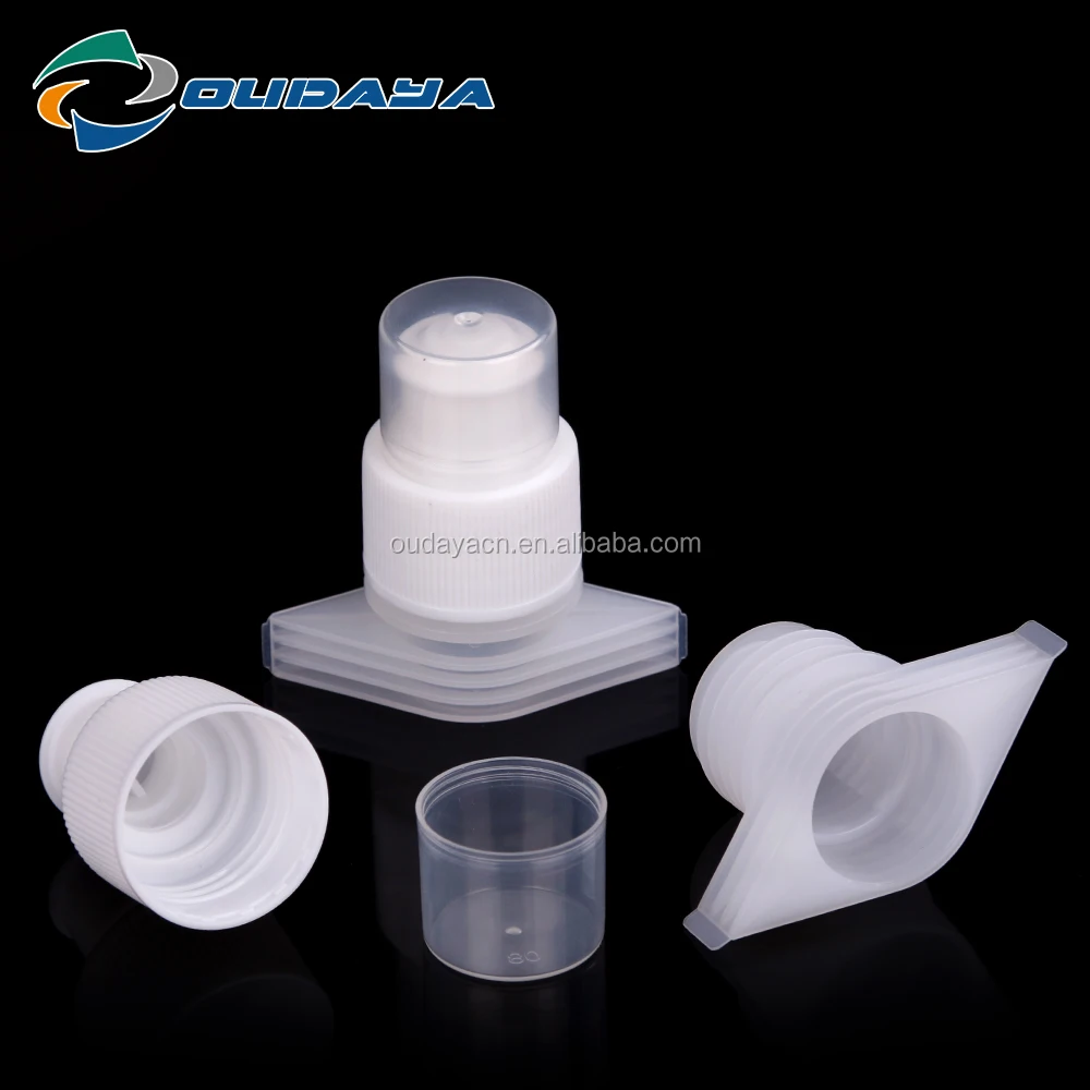 Hot sale 22mm push pull plastic spout with lid for stand up water bag