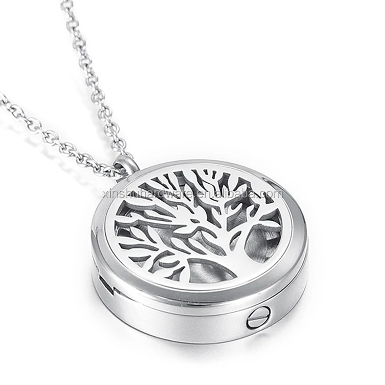 Factory Custom 316L Stainless Steel Photo Frame Diffuser Locket Keepsake Memorial Urn Jewelry Pendant Necklaces