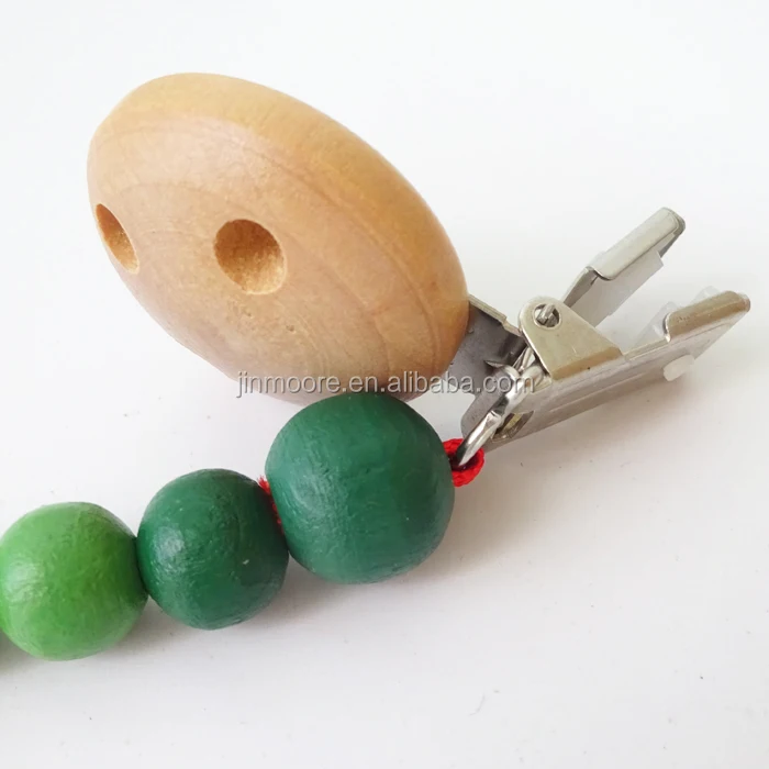 Деревянная игрушка для прорезывания зубов MSC14, деревянная цепочка-держатель для пустышки ручной работы