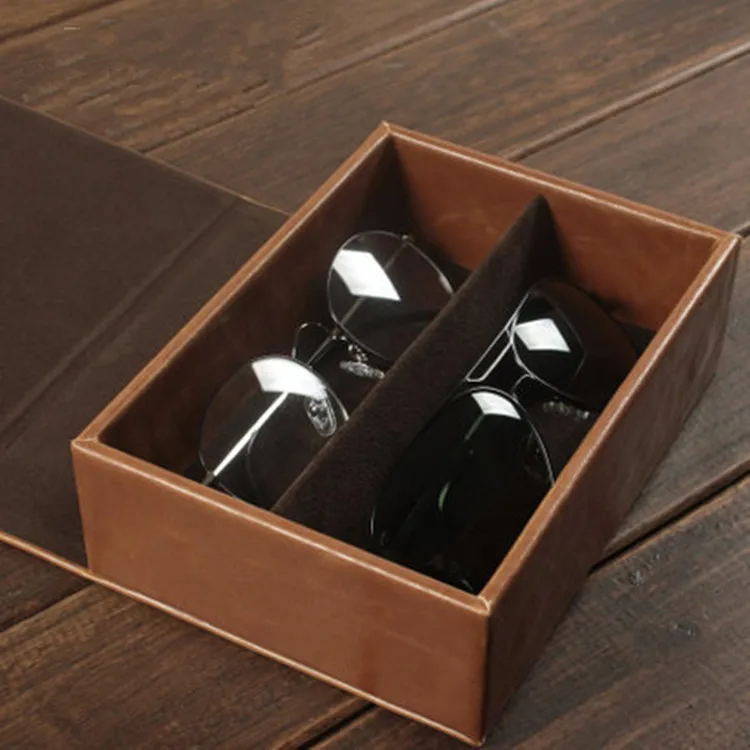 
Custom logo luxury fancy leather double spectacle storage box for sunglasses 